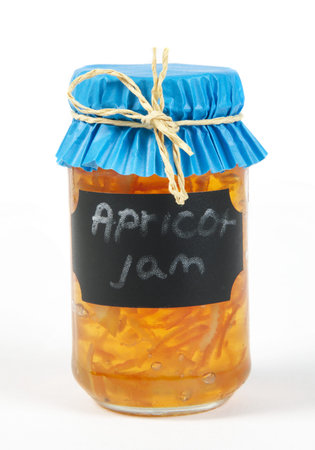 apricot jam in the jarの写真素材