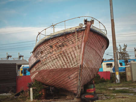 old abandoned ship deck closeupの写真素材