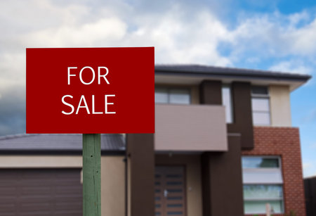 house for sale sign closeupの写真素材