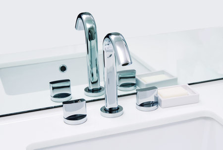 luxury water sink in roomの写真素材