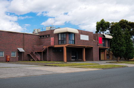 brick office building with parking spaceのeditorial素材