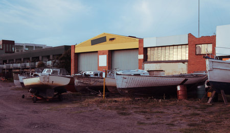 old ships in the warehouseの写真素材