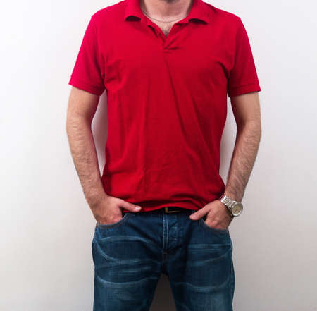 man with casual clothes closeupの写真素材