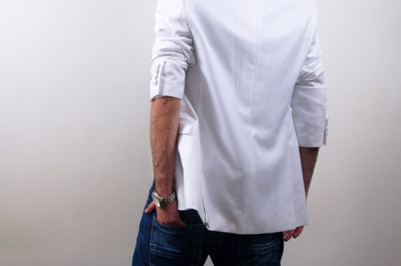 man with casual clothes closeupの写真素材