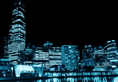 view on Melbourne City at nightの写真素材