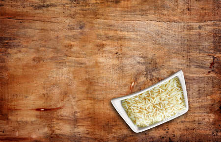 rice bowl on table,top viewの写真素材