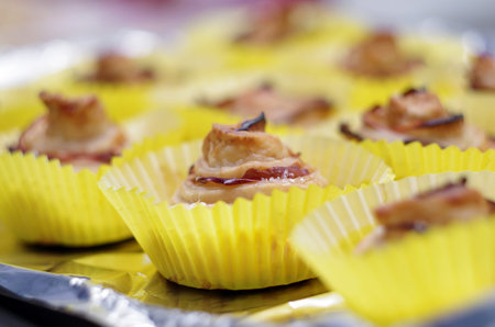 baked cookies in flower shape,very shallow DOFの写真素材
