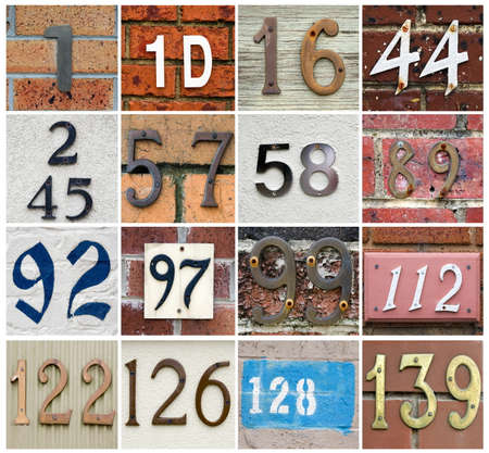 various house numbers collage setの写真素材