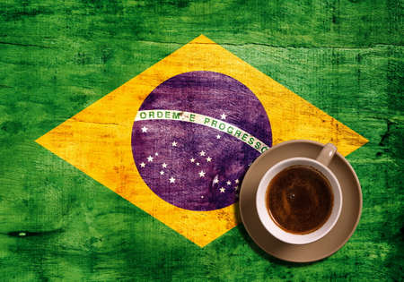 cup of coffee with flag textureの写真素材