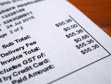 shopping bill invoice closeupの写真素材