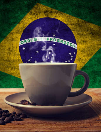 cup of coffee with flag textureの写真素材