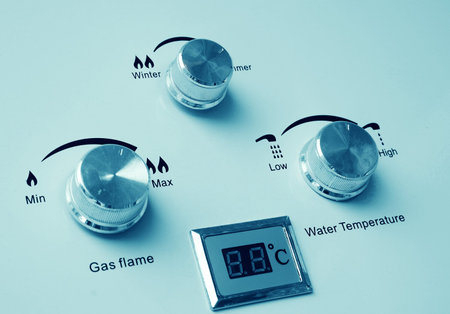 gas and water heater controls closeup