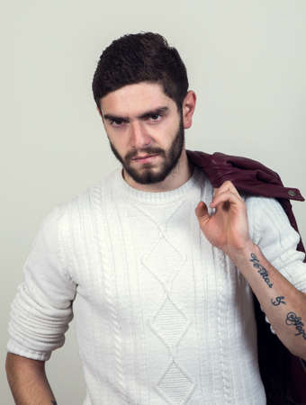 handsome fashion man with beardの写真素材
