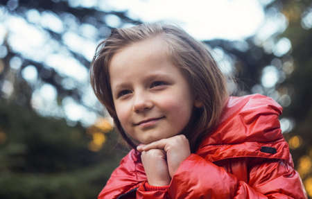 pretty girl portrait in the parkの写真素材