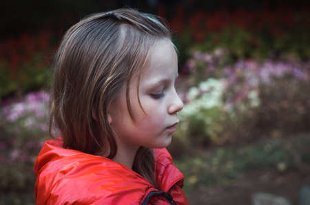 pretty girl portrait in the parkの写真素材