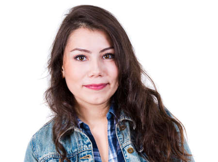 pretty brunette girl portraitの写真素材