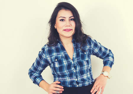 pretty brunette girl portraitの写真素材