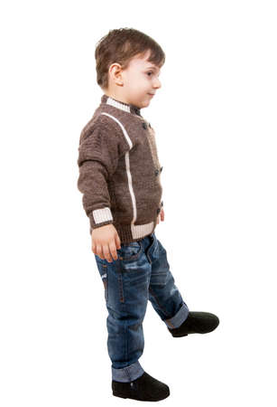 cute boy portrait on whiteの写真素材