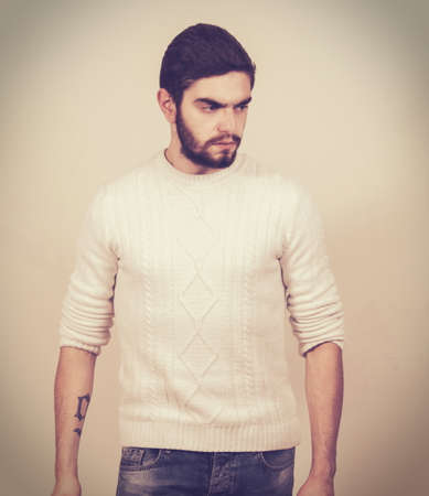 handsome fashion man with beardの写真素材