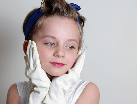 pretty girl portrait,retro styleの写真素材