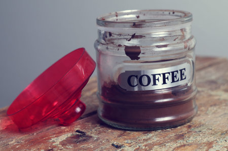 jar of the black coffee on table