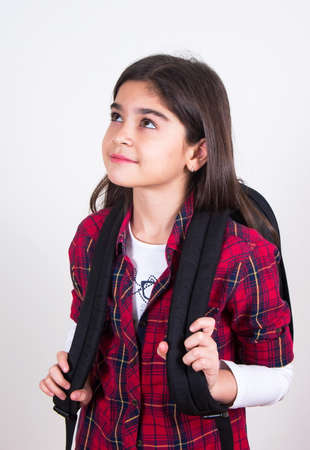 pretty schoolgirl with bagの写真素材