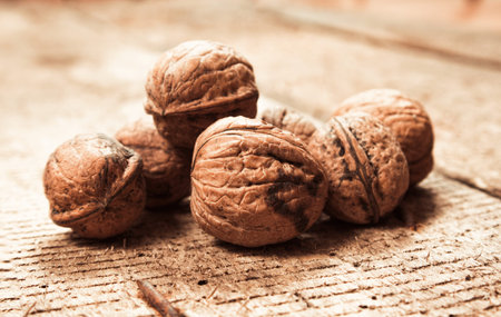 healthy nuts on the wood table