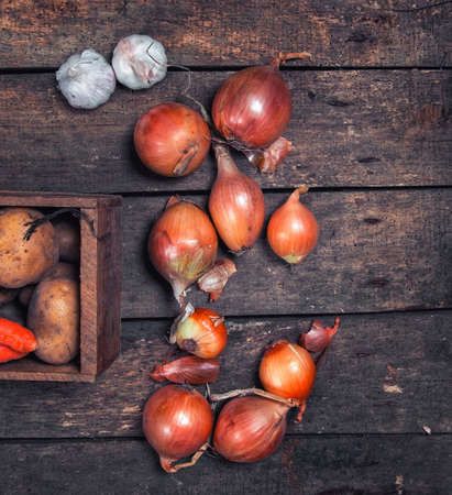vegetables on the table.top viewの写真素材