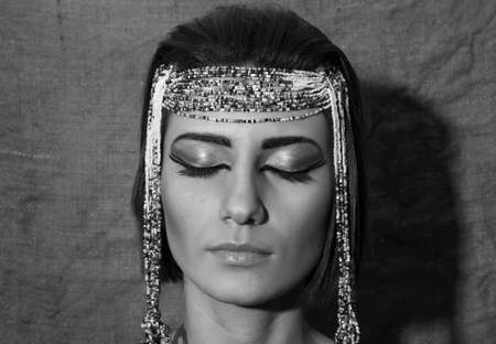 fashion beautiful woman with egyptian lookの写真素材