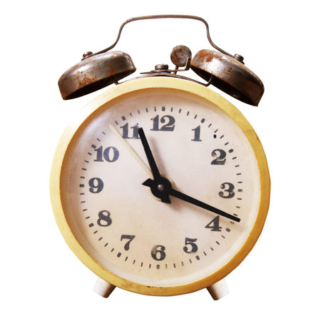 old alarm clock isolated on white
