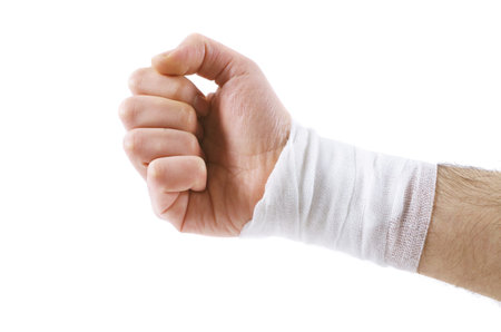male hand with the bandageの写真素材