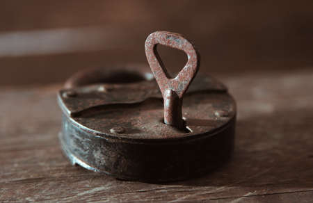 old antique metal lock closeupの写真素材
