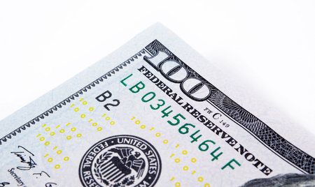 hundred us dollars macro closeupの写真素材