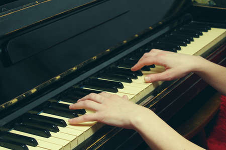 playing the piano closeupの写真素材