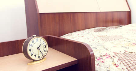 alarm clock in the bedroomの写真素材