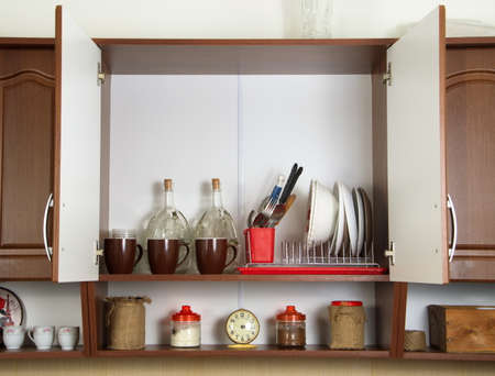 kitchen interior with open doorの写真素材