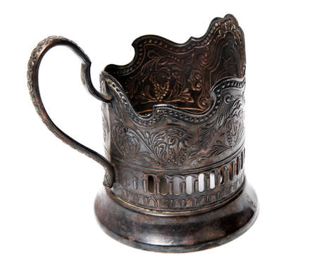 Vintage glass holder on whiteの写真素材