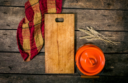 Pan and board at homeの写真素材