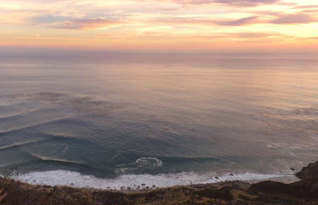 View of open sea at sunsetの写真素材