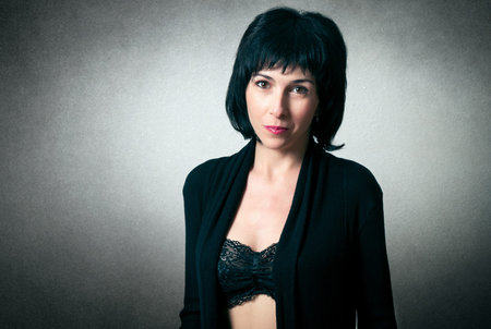 Beautiful fashion woman in braの写真素材