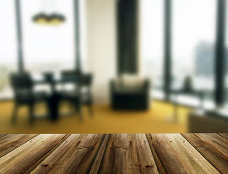 Blurred unfocused hotel room backgroundの写真素材