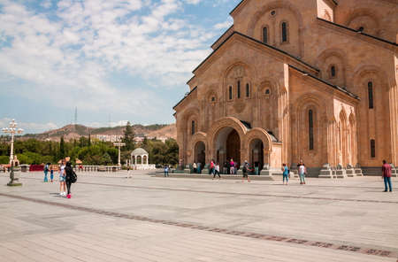 TBILISI, GEORGIA - August 26, 2017: The Holy Trinity Cathedral of Tbilisi .Sameba. Largest cathedral in Caucasus regionのeditorial素材
