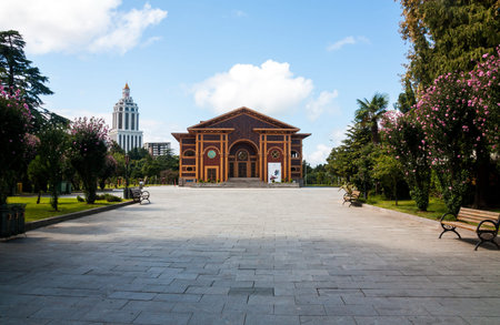 BATUMI, GEORGIA - September 1, 2017: Batumi boulevard and the Summer Theatre. Batumi is a very popular destination on Black Seaのeditorial素材