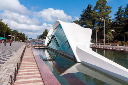 BATUMI, GEORGIA - September 1, 2017: Batumi Wedding Palace in form of dolphin. Batumi is a very popular destination on Black Seaのeditorial素材