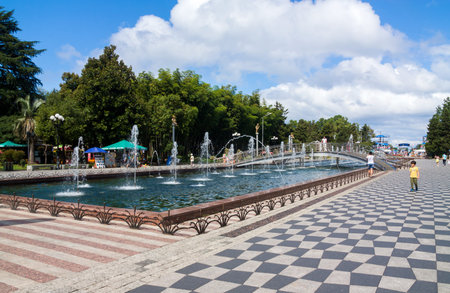 BATUMI, GEORGIA - September 1, 2017: People on the Batumi boulevard. Batumi is a very popular destination on Black Seaのeditorial素材