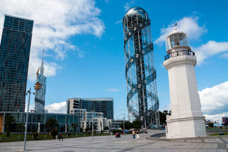 BATUMI, GEORGIA - September 1, 2017: Alphabetic Tower on Batumi boulevard. Batumi is a very popular destination on Black Seaのeditorial素材