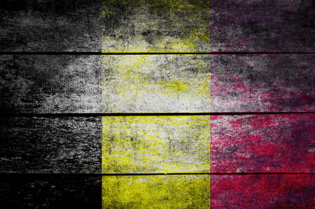 wooden texture surface with old painted flagの写真素材