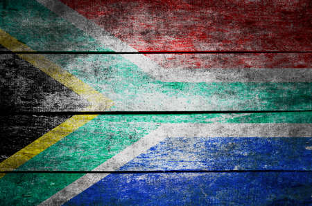 wooden texture surface with old painted flagの写真素材