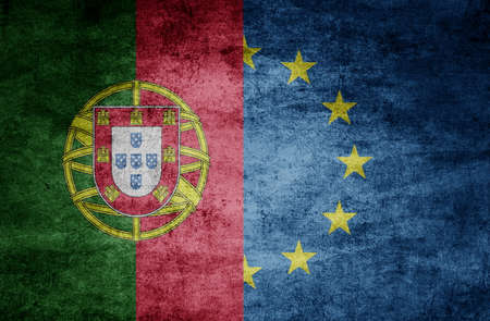 Euro country relations. Flags on textured backgroundの写真素材