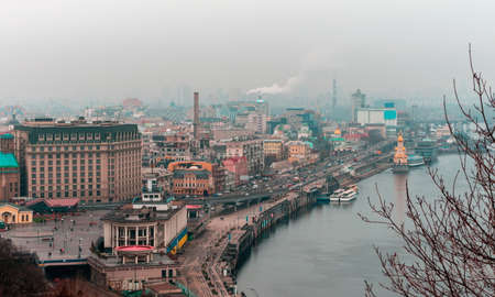 View On Kiev on cloudy day. Kiev. Ukraineの写真素材